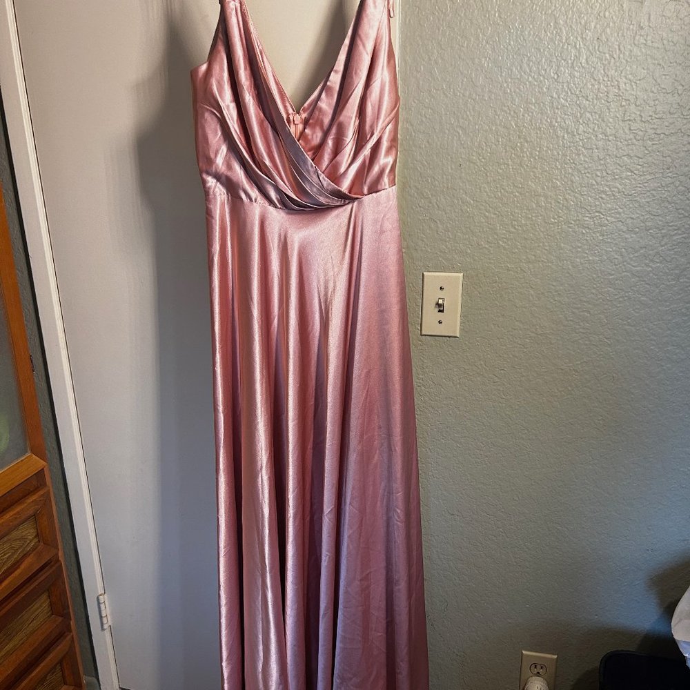 NWT XL Pink Maxi Wedding Silky Dress